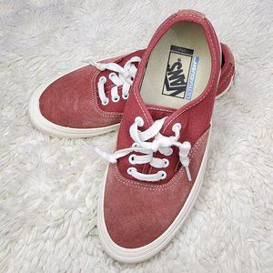 Vans Men Pig Suede Authentic Terra Cotta White Pink Leather Sneakers Shoes